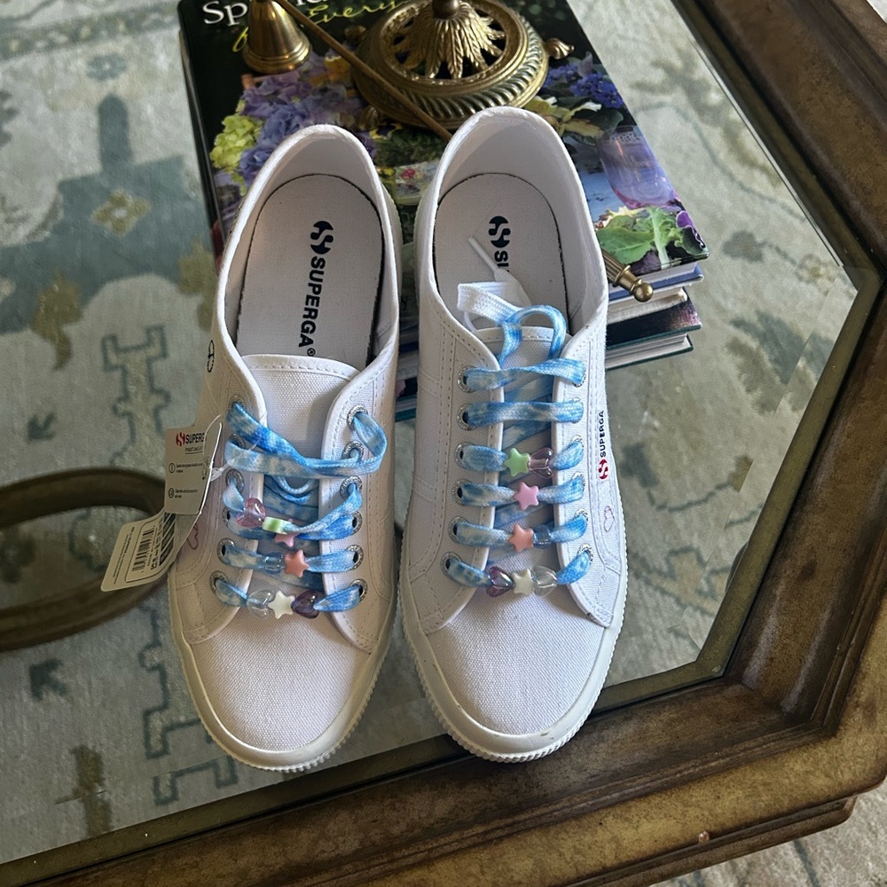 278 Superga Fantasia 2750 EMBROIDERY Women   Rainbow Peace size 39. NWT - Picture 5 of 11